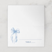 Elegant Coquette Dusty Blue Bow Platzkarte (Außenseite Aufgefaltet)