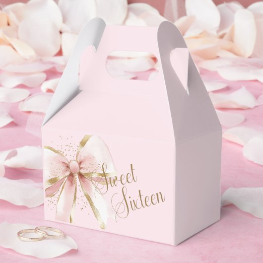 Elegant Coquette Pink & Gold Bow Sweet 16th  Geschenkschachtel (Hochzeit)