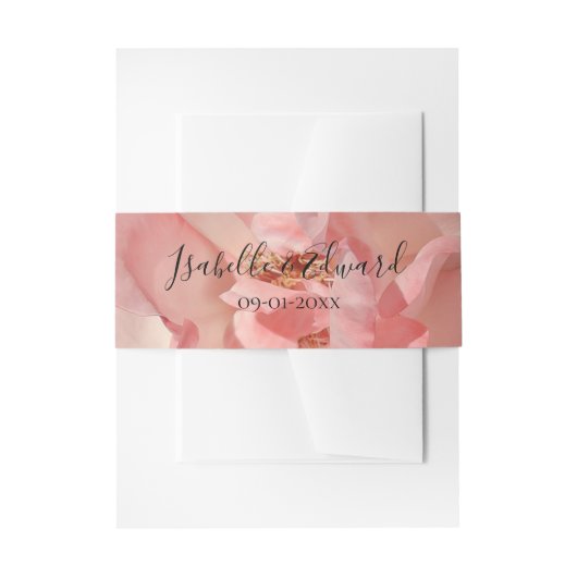 Elegant Cora Pink Rose Floral Wedding Mailing Einladungsbanderole (Vorderseite Beispiel)