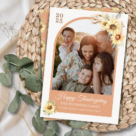 Elegant Coral Arch Floral Happy Thanksgiving Feiertagskarte