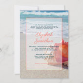 Elegant Coral Blue Tropical Beach Ombre Wedding Einladung (Vorderseite)