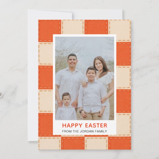 Elegant Coral & Cream Pattern Happy Easter Photo Feiertagskarte (Vorderseite)