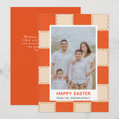 Elegant Coral & Cream Pattern Happy Easter Photo Feiertagskarte (Vorne/Hinten)