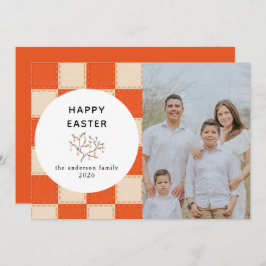 Elegant Coral & Cream Pattern  Happy Easter Photo Feiertagskarte