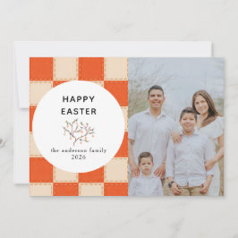 Elegant Coral & Cream Pattern  Happy Easter Photo Feiertagskarte