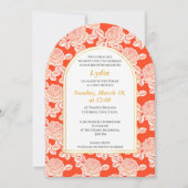 Elegant Coral Floral Bat Mitzvah Einladung (Vorderseite)