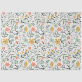 Elegant Coral Mustard Garden Floral Seidenpapier