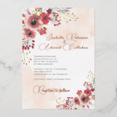 Elegant Coral Peony Wreath Wedding Folieneinladung (Vorderseite)