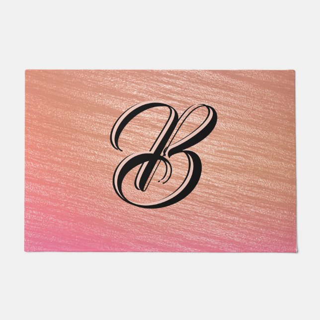 Elegant Coral Pink Initial Mit Monogramm Classy Ch Fußmatte (Vorderseite)