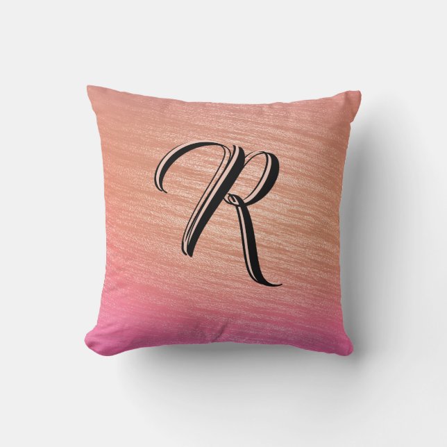 Elegant Coral Pink Initial Mit Monogramm Classy Ch Kissen (Vorderseite)