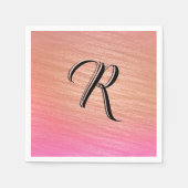 Elegant Coral Pink Initial Mit Monogramm Classy Ch Serviette (Vorderseite)