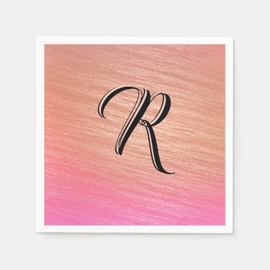 Elegant Coral Pink Initial Mit Monogramm Classy Ch Serviette (Vorderseite)