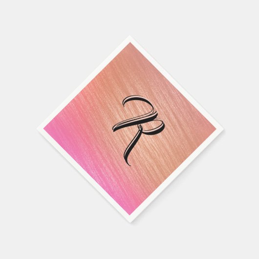 Elegant Coral Pink Initial Mit Monogramm Classy Ch Serviette (Ecke)