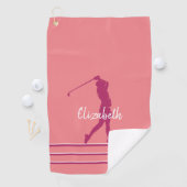 Elegant Coral Pink Magenta Golfer  Golfhandtuch (Insitu)