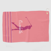 Elegant Coral Pink Magenta Golfer  Golfhandtuch (Horizontal)