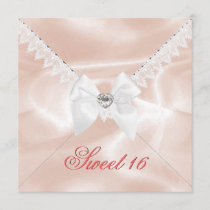 Elegant Coral Satin Look Sweet 16 Geburtstagsparty Einladung