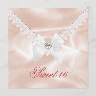 Elegant Coral Satin Look Sweet 16 Geburtstagsparty Einladung