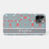 Elegant Coral Turquoise Grey Geometric Pattern Case-Mate iPhone Hülle (Rückseite (Horizontal))
