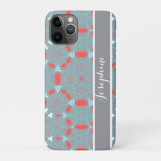 Elegant Coral Turquoise Grey Geometric Pattern Case-Mate iPhone Hülle (Rückseite)