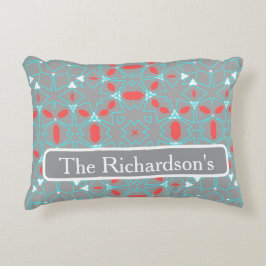 Elegant Coral Turquoise Grey Geometric Pattern  Dekokissen