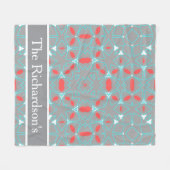 Elegant Coral Turquoise Grey Geometric Pattern  Fleecedecke (Vorderseite (Horizontal))