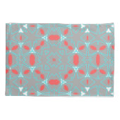 Elegant Coral Turquoise Grey Geometric Pattern Kissenbezug (Rückseite)