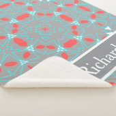 Elegant Coral Turquoise Grey Geometric Pattern Sherpadecke (3/4)