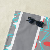 Elegant Coral Turquoise Grey Geometric Pattern Strandtuch (Beispiel)