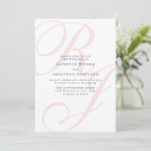 Elegant Coral Wedding Monogram Minimale Einladung (Stehend Vorderseite)