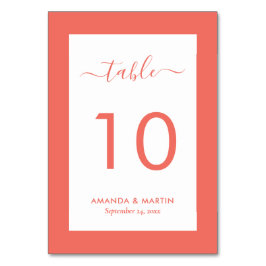 Elegant Coral Wedding Tischnummer