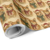 Elegant Corgi Couple Weihnachts Feierliche Feierta Geschenkpapier (Rolleneckpunkt)