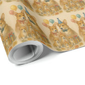 Elegant Corgi Familie Geburtstag Geschenkpapier (Rolleneckpunkt)