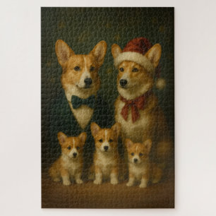 Elegant Corgi Familie Weihnachten Herzwärmung Puzzle