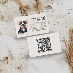 Elegant Corgi Wedding Day Pet Care Visitenkarte