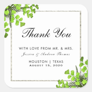 Elegant Corner Fern Dekoration Wedding Vielen Dank Quadratischer Aufkleber
