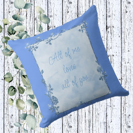 Elegant Cornflower Blue Sparkle Frame Valentine Kissen