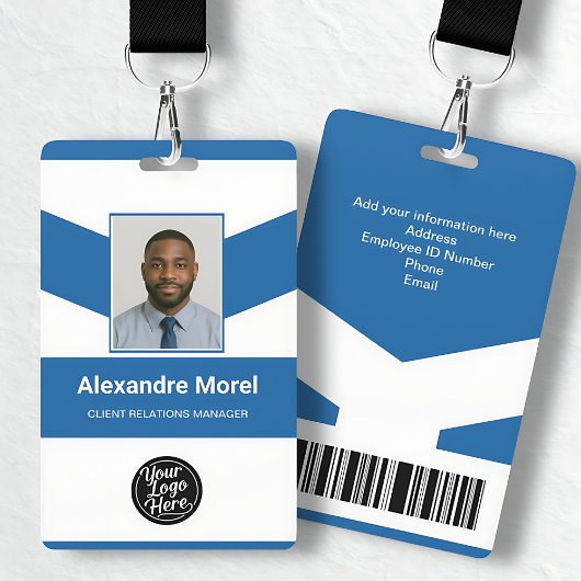 Elegant Corporate Blue Stripes Employee ID Badge Ausweis