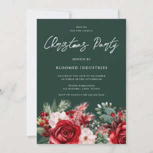 Elegant Corporate Christmas Soirée Green Einladung