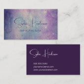 Elegant Cosmic Deep Lila Author Writer Visitenkarte (Vorne/Hinten)