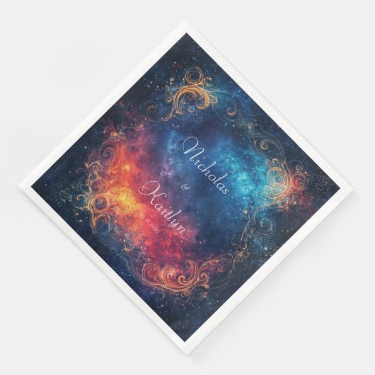 Elegant Cosmic Wedding Napkins Serviette (Ecke)