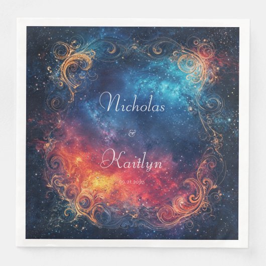 Elegant Cosmic Wedding Napkins Serviette (Vorderseite)