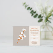 Elegant Cotton Branch Appointment Card Visitenkarte (Stehend Vorderseite)
