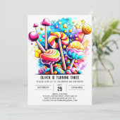 Elegant Cotton Candy Birthday Einladung (Stehend Vorderseite)