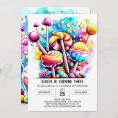 Elegant Cotton Candy Birthday Einladung (Vorne/Hinten)