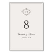 Elegant Country Monogram Wedding Table Number Tischnummer (Vorderseite)
