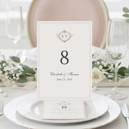 Elegant Country Monogram Wedding Table Number Tischnummer
