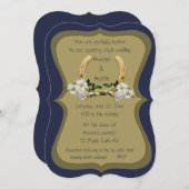 Elegant Country Style Navy und Gold Einladung (Vorne/Hinten)