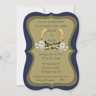 Elegant Country Style Navy und Gold Einladung