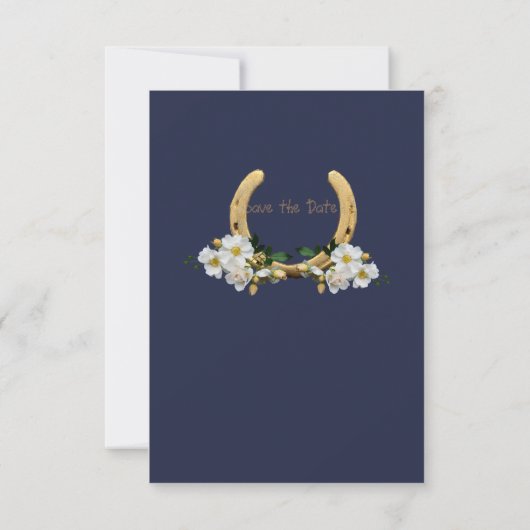 Elegant Country Style Navy und Gold Save The Date (Rückseite)