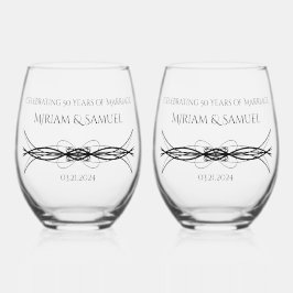 Elegant Coupels Name Datum Jahrestag Keepake Weinglas Ohne Stiel